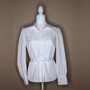Worthington Tie Waist Button-up Blouse